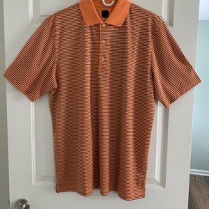 Greg Norman Orange w/Black, White Stripes Play Dry Short Sleeve Polo Size L